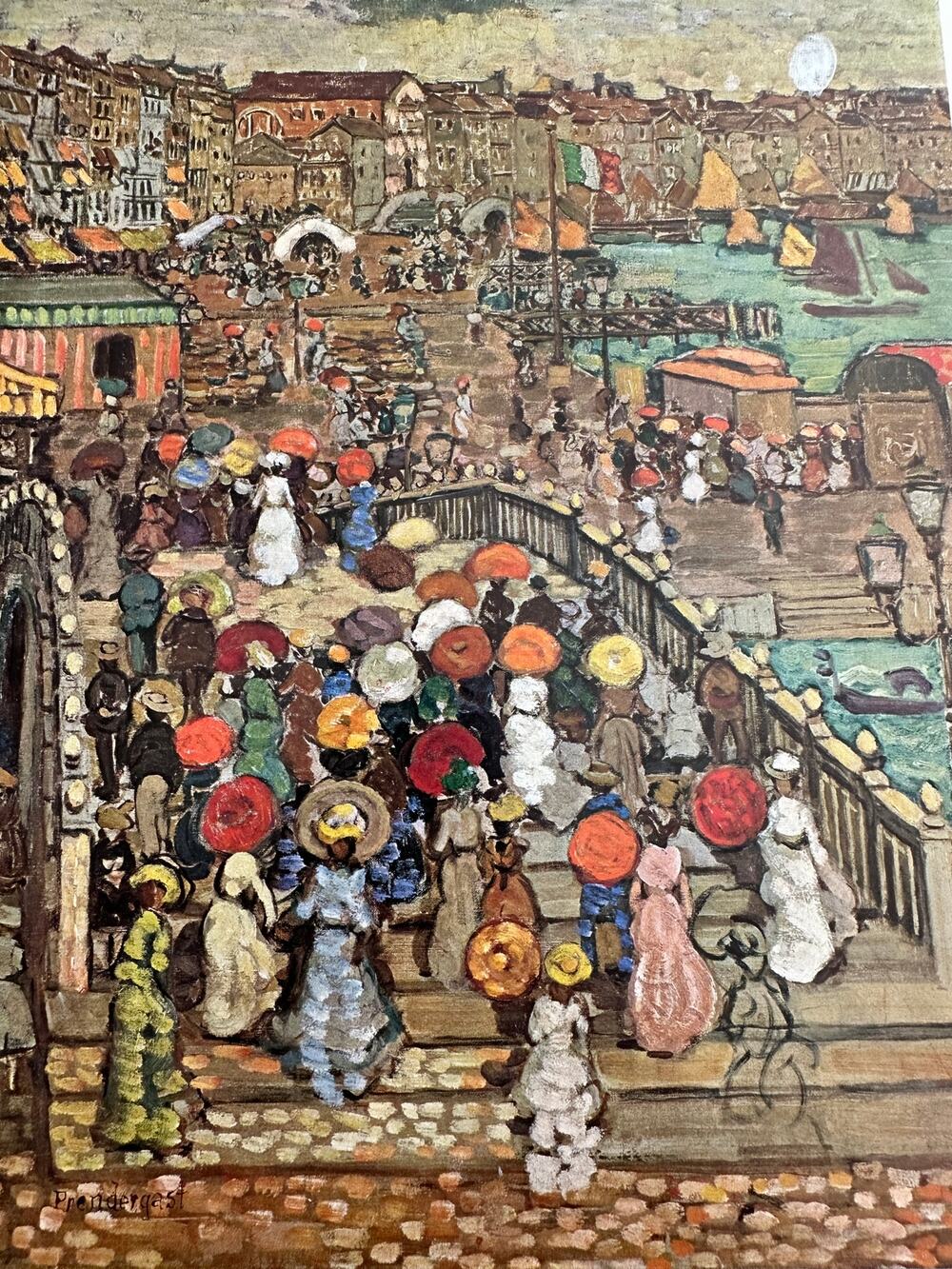 Ponte della Paglia Venice Prendergast Painting Print Frameable ~ 260505-WH 292